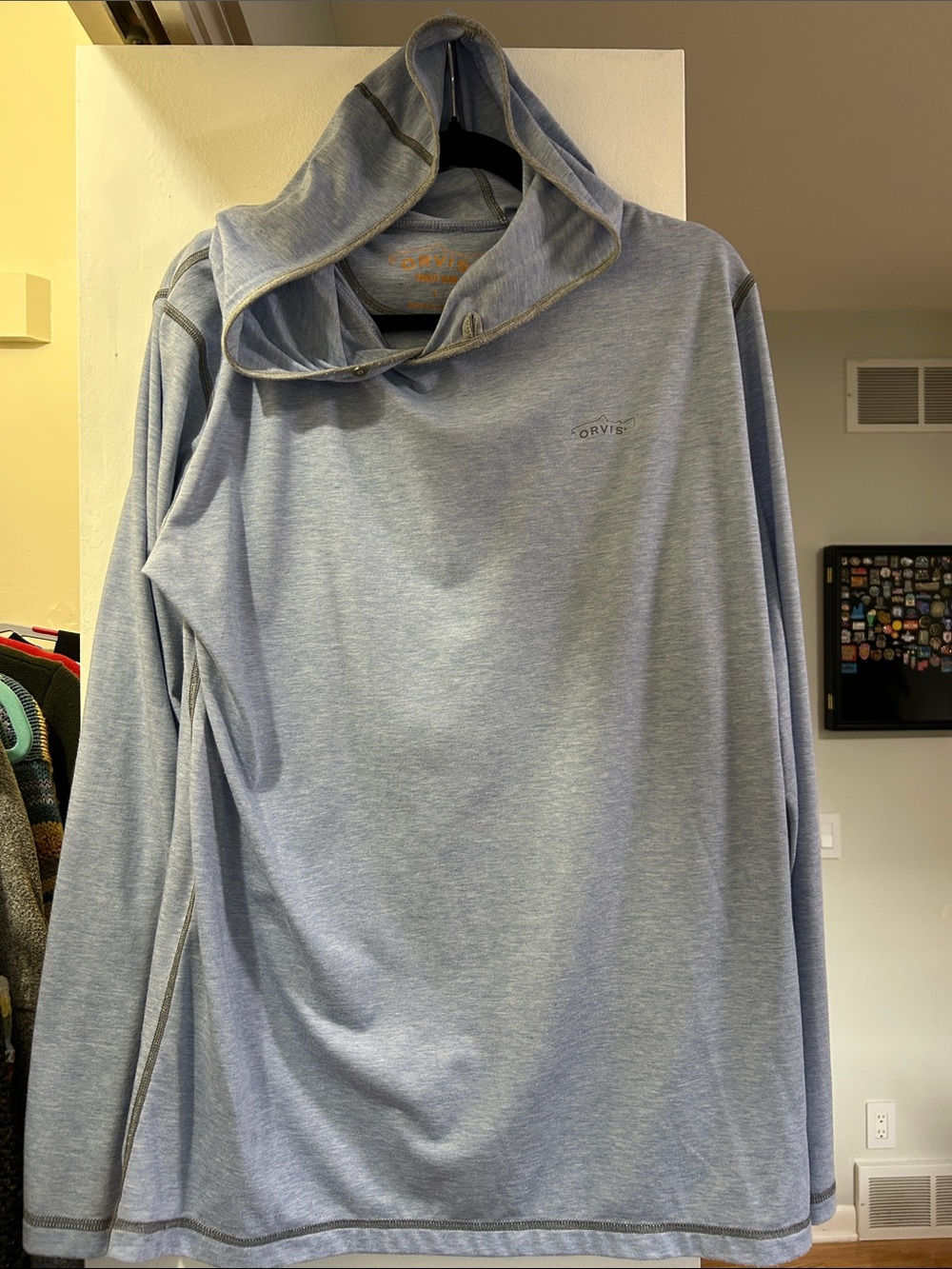 Orvis Light Blue Men's Hooded Long-Sleeve Pullover